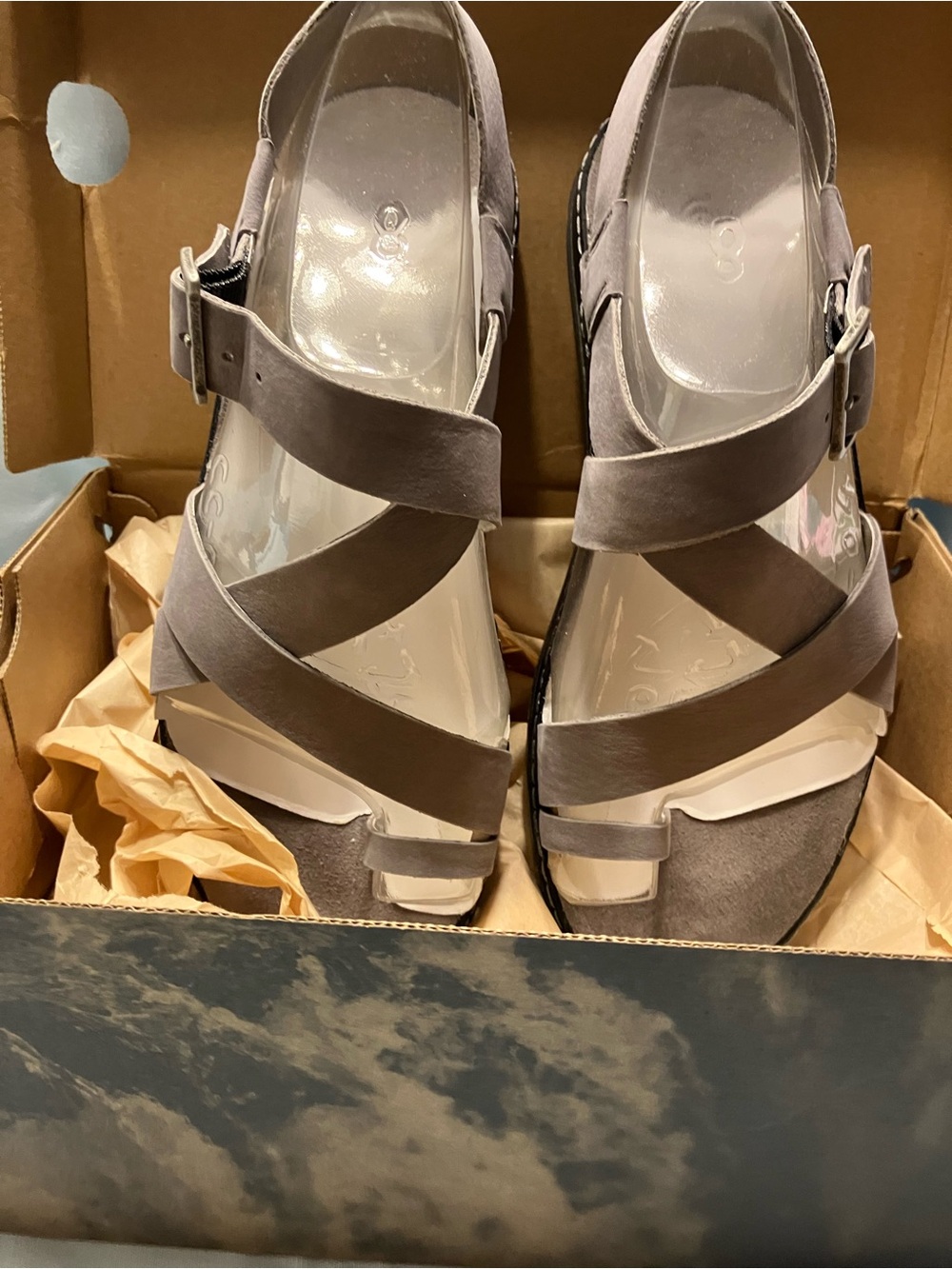 Chaco Women's Gray Suede Crisscross Strap Sandals - Picture 12 of 13